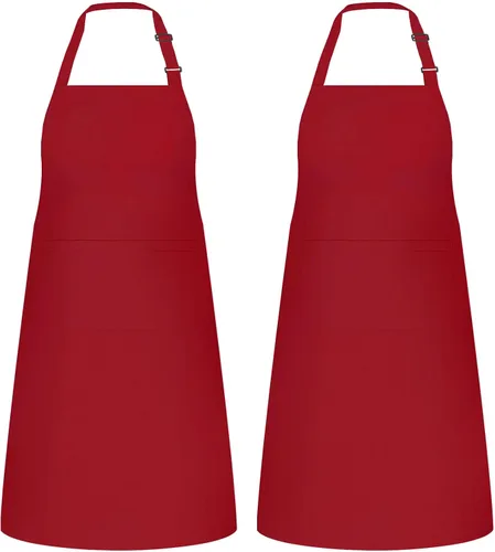 Miniatura 14 de NLUS - 2 paquetes de delantales de cocina, delantal con babero ajustable e impermeable para chef con 2 bolsillos para hombres y mujeres