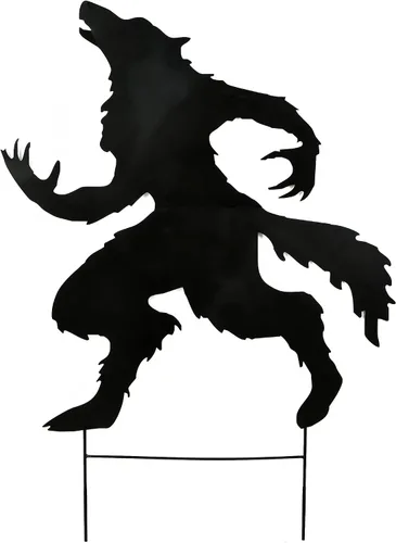 National Tree Company Decoración de césped, negro, hombre lobo, incluye estacas de jardín, colección de Halloween, 38 pulgadas