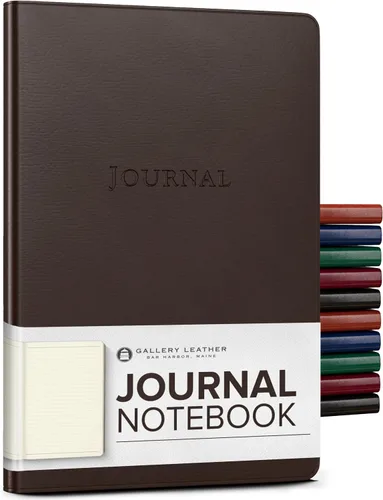 Miniatura 16 de Diario de cuero Gallery Leather - Elaborado en Maine, EE. UU. - Elegante cuaderno de escritura de cuero con 192 páginas rayadas - Un espacio