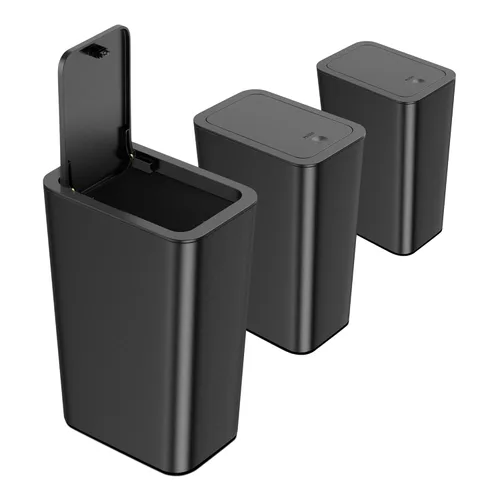 Miniatura 10 de N. NETDOT Basurero de baño con tapa, juego de 3 piezas, 2 paquetes bote de basura delgado para cocina de 4 galones y 1 bote de basura de 2.6