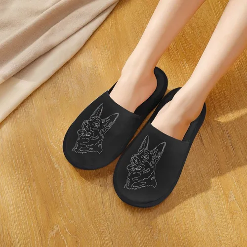Miniatura 6 de Hot-German-Shepherd-Dog - Pantuflas peludas de algodón para el hogar en invierno, pantuflas de felpa unisex de dos tamaños