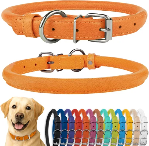 Miniatura 71 de CollarDirect Collar de perro con tachuelas, collares de cuero para mascotas para perros pequeños, medianos y grandes, acolchado suave, marrón, negro