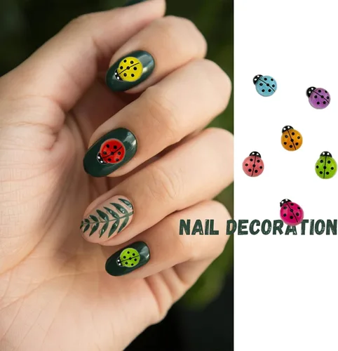 Miniatura 5 de 150 piezas de resina en miniatura que brillan en la oscuridad, adornos luminosos de mini mariquitas, decoración de mariquita de resina con parte