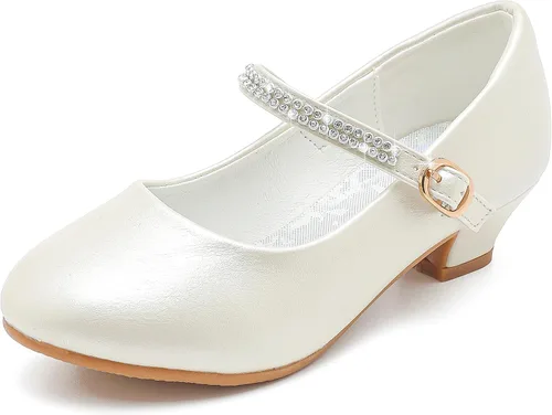 Motasha Zapatos de vestir para niñas pequeñas, zapatos de princesa con purpurina Mary Jane para niñas, tacones bajos, fiesta, boda, para niños