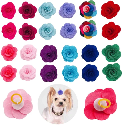 Miniatura 11 de 24 unids/12 pares de lazos para el pelo de perro con banda de goma, patrón de animales marinos de verano para niña, macho, hembra, pequeño, mediano