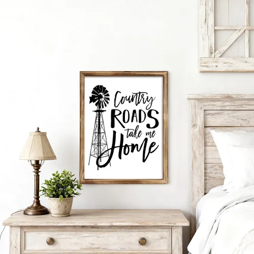 Miniatura 8 de Letrero de Country Roads Take Me Home, arte de pared de madera rústica con gancho de metal, letrero familiar de granja para sala de estar, música