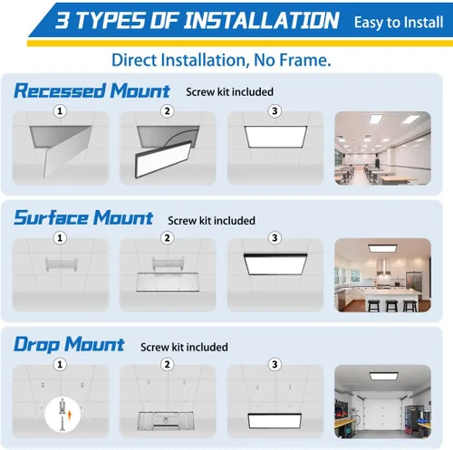 Miniatura 5 de Allsmartlife Luz LED plana de 1 x 2 pies, montaje en superficie, 24 W, 2880 lm, 5CCT, 3000K-6000K, regulable, luz de techo LED ultra delgada