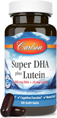 Miniatura 5 de Carlson - Super DHA Plus Luteína, 1000 mg de DHA + 20 mg de luteína, 60 cápsulas blandas