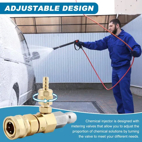 Miniatura 3 de Inyector aguas abajo para lavadora a presión, kit de jabón de lavadora eléctrica ajustable e inyector químico, conexión rápida de 3/8 pulgadas, 4500