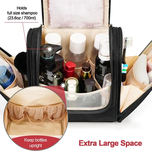 Miniatura 2 de COOSKY Neceser de viaje colgante extragrande para mujeres y hombres, bolsa de higiene, kit organizador de baño y ducha con soportes de banda