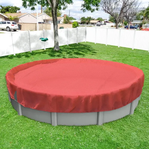 Miniatura 12 de Windscreen4less Cubierta de seguridad redonda de invierno para piscina de 14 pies con cable de alambre a lo largo de los bordes, cabrestante