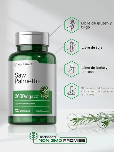 Miniatura 5 de Horbäach Saw Palmetto Extract 120 cápsulas Fórmula sin OMG y sin gluten de Saw Palmetto Berries