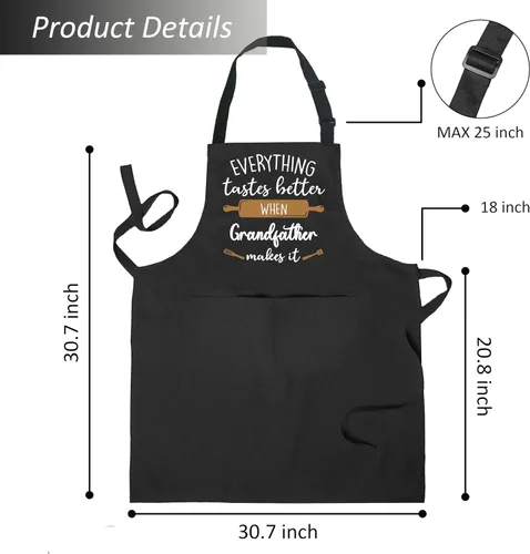 Miniatura 6 de Delantal para abuelo, regalos para abuelos, regalos para abuelos de nietos, delantales de cocina para hombres