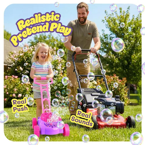 Miniatura 5 de ArtCreativity Cortacésped de burbujas para niños pequeños de 1 a 3 años, máquina de burbujas para regalos de niña de 1 año, juguetes para exteriores