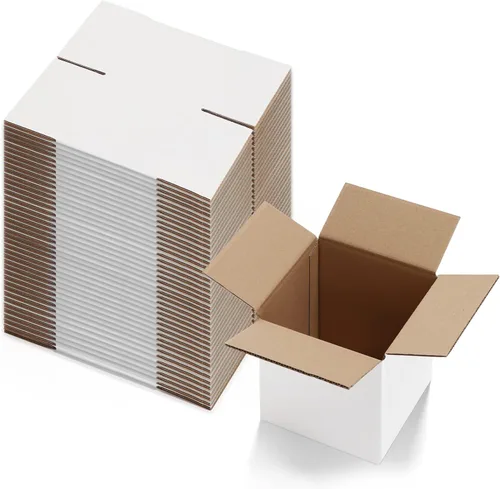 Miniatura 23 de Calenzana Juego de 40 Cajas de Envío 8x6x6, Caja de Cartón Corrugado Blanco para Envío, Embalaje de Regalos, Pequeña Empresa