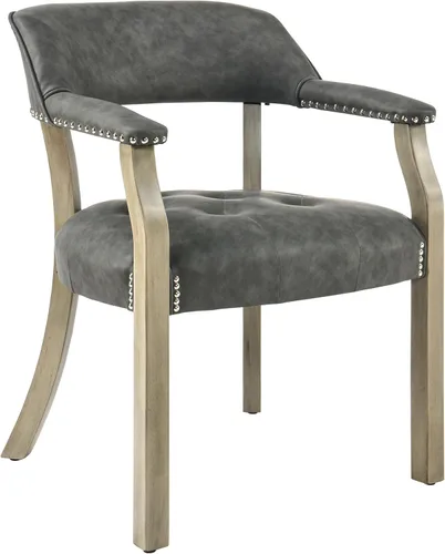 Miniatura 20 de Sillas de comedor con tapizados y brazos, silla de escritorio de oficina con remaches de metal. Sillas de capitán de jefe de PU, taburetes