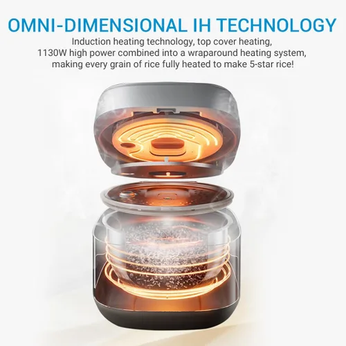 Miniatura 2 de Midea Olla arrocera de 3 litros con cesta de vapor, capacidad de 6 tazas sin cocer, calefacción por inducción y tecnología de lógica difusa, inicio