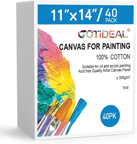 Miniatura 11 de GOTIDEAL Lienzos a granel para pintura, 5 x 7 pulgadas, paquete económico de 40 unidades, tableros de lienzo blanco imprimado con gesso – 100%