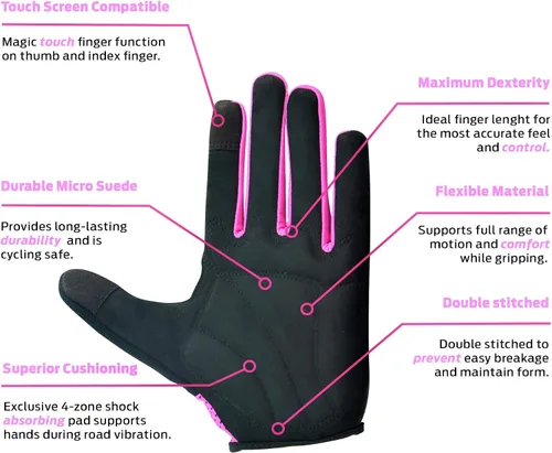 Miniatura 3 de Guantes de ciclismo, guantes de ciclismo para mujer, ligeros, transpirables, absorben los golpes, guantes deportivos con pantalla táctil, guantes