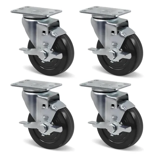 Miniatura 17 de Juego de 4 ruedas giratorias de 3 pulgadas, ruedas giratorias resistentes, ruedas de goma dura para muebles de camión de plataforma, carrito móvil