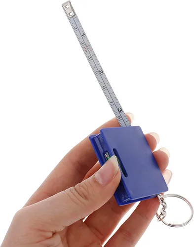 Miniatura 2 de Mini llavero de cinta métrica mejorada con forma cuadrada y nivel de burbuja, cinta métrica de 3.3 ft para regla de acero del hogar, mini cinta
