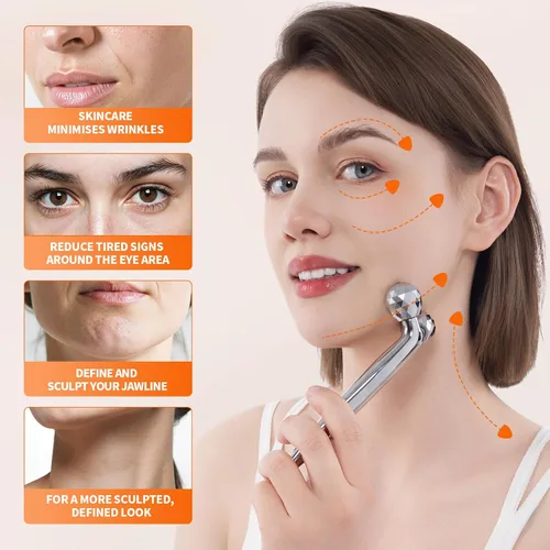 Miniatura 4 de Masajeador facial de metal, herramienta de masaje facial de enfriamiento 3D para reducir la hinchazón, eliminar las arrugas de los ojos, levantar