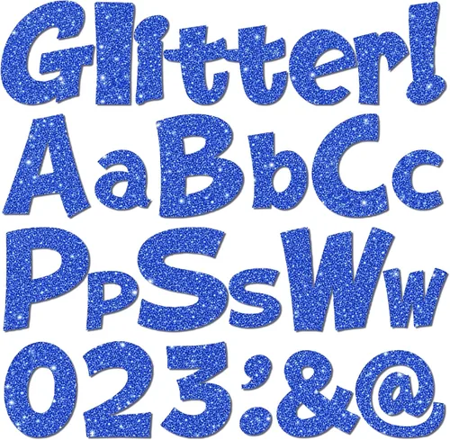 Miniatura 33 de Colarr 144 letras con purpurina para tablero de anuncios para el aula, números, símbolos de puntuación, letras troqueladas de 4 pulgadas con punto