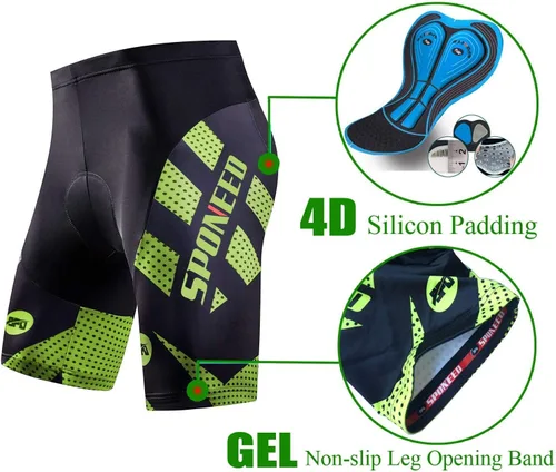 Miniatura 3 de sponeed Pantalones cortos de ciclismo para hombre, pantalones acolchados para ciclismo, ropa de ciclismo