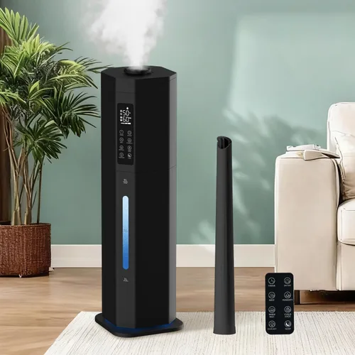 Humidifiers for Bedroom - GloryAir 2.38Gal/9L Top Fill Warm & Cool Mist Humidifier for Large Room 750ft² with Auto Mode 7-Color Light, Humidistat,