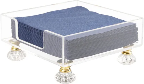 Miniatura 9 de LUVCOSY - Servilletero acrílico con pies, toallero acrílico para invitados, bandeja de almacenamiento de toallas de mano transparente, diseño único