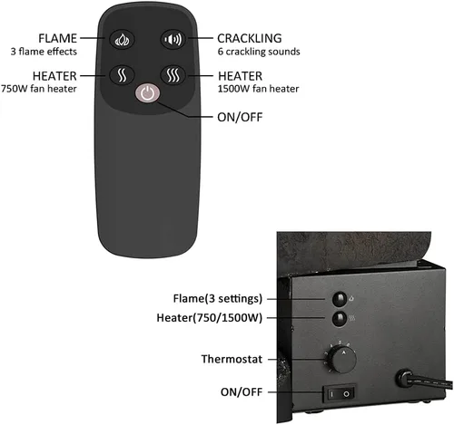 Miniatura 6 de LegendFlame 23" W Chimenea eléctrica independiente con juego de leña (EF290), inserto para chimenea, calentador 750W/1500W, sonido crepitante