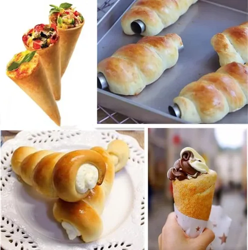 Miniatura 2 de Joyeee Paquete de 16 moldes de acero inoxidable para cuerno de crema, con bolsas de tuberías reutilizables, punta larga de boquilla de glaseado