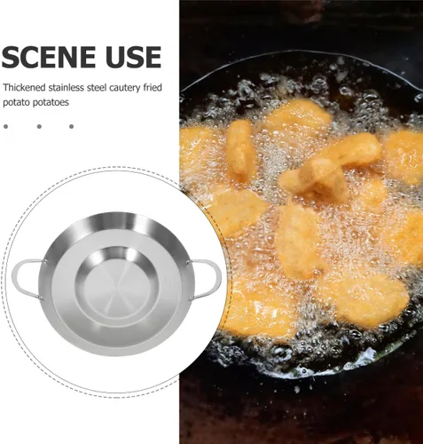 Miniatura 9 de Hemoton Sartén mexicana cóncava de acero inoxidable de 19.7 pulgadas para freír y freír compatible con cocinas de gas y de inducción