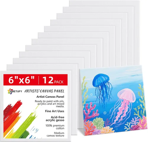 Miniatura 16 de Simetufy Paquete de 12 tableros de lienzo de 9 x 12 pulgadas para pintar paneles de lienzo, imprimados con gesso sin ácidos, 100% algodón