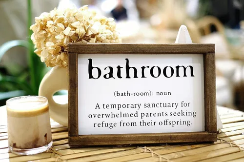 Miniatura 6 de Lavender Inspired Letreros divertidos de baño de granja, decoración de pared con cita de humor, letreros de medio baño, decoración rústica