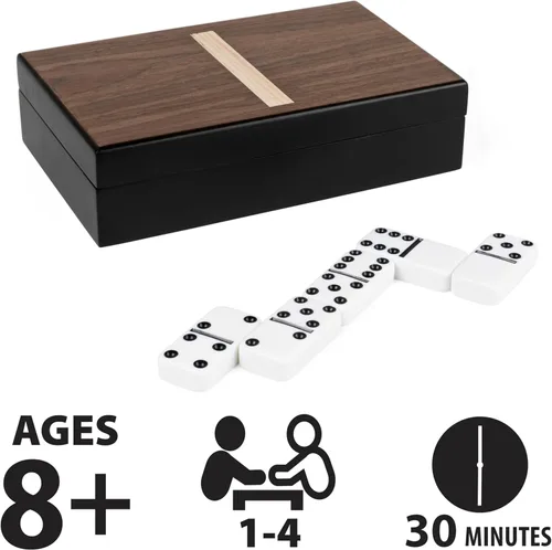 Miniatura 2 de Spin Master Games, Cardinal Legacy Deluxe Double 6 Dominoes, juego de mesa clásico juego de 28 dominó en estuche de madera forrado, para niños