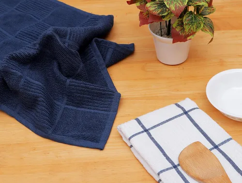 Miniatura 5 de AMOUR INFINI Paquete de 4 Toallas de Cocina Absorbentes, de Secado Rápido, de Algodón de Rizo Premium, Paños de Cocina con Asa para Colgar, 16 x 28