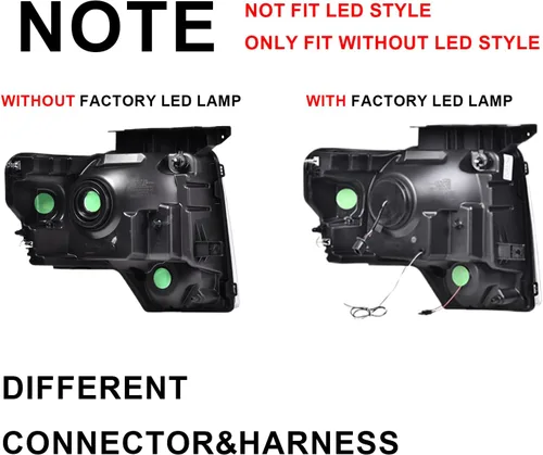 Miniatura 6 de G-PLUS Conjunto de faros, compatible con Ford F150 2009 2010 2011 2012 2013 2014 (no compatible con estilo LED, solo se ajusta sin estilo LED)