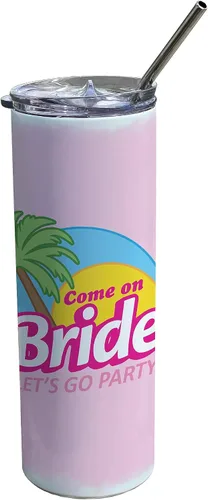 Miniatura 31 de Come On Babe Let's Go Party – Personalizar con nombre – Vaso de viaje de acero inoxidable blanco de 20 onzas con popote – Aislamiento al vacío