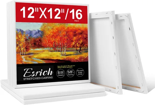 Miniatura 23 de ESRICH Paquete de 40 lienzos entelados para pintar de 8x10, lienzos en blanco para pintar - Algodón imprimado, lienzos de arte para pintura al óleo