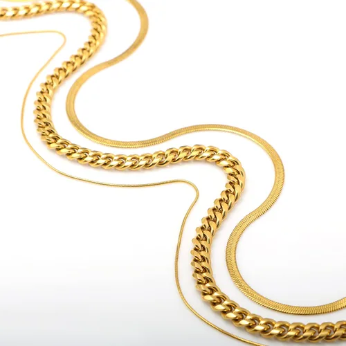 Miniatura 7 de JoycuFF Collar de oro para mujer, delicado collar de gargantilla en capas para mujer, caja de clip de serpiente, cuerda Figaro, collar de cadena