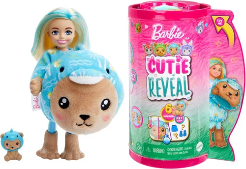 Miniatura 10 de Muñeca Barbie Cutie Reveal Chelsea y accesorios, disfraz de peluche de animal y 6 sorpresas que incluyen cambio de color, gatito como panda rojo