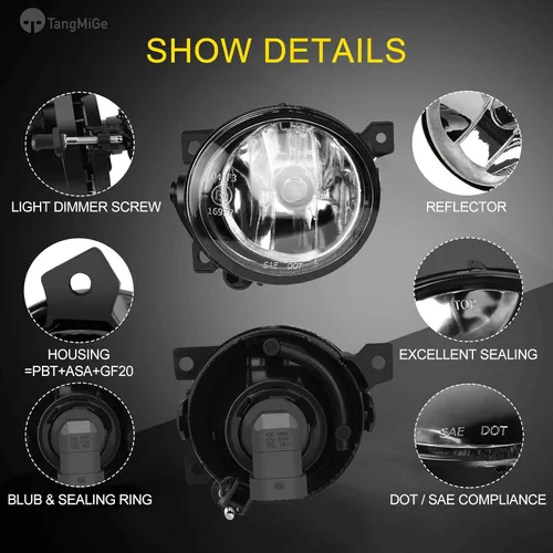 Miniatura 4 de TangMiGe Luces Antiniebla para Volkswagen GTI/Volkswagen Jetta 2006 2007 2008 2009 2010, Faros Antiniebla de Reemplazo Premium (VW GTI/Jetta), 1