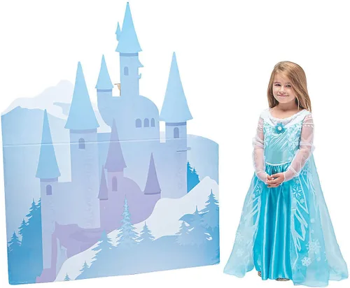 Fun Express Winter Princess Castle - Decoración de fiesta de cumpleaños de Frozen y telón de fondo de cabina de fotos | Pantalla grande de 44 x 55