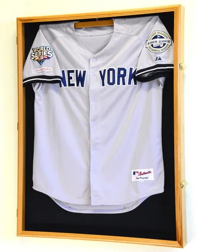 XL Jersey Vitrina 98% Protección UV - Fútbol/Hockey/Béisbol/Baloncesto/Fútbol Shadowbox Montaje en Pared negro (Black Wood Finish)