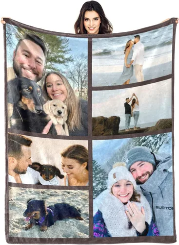 Miniatura 14 de Manta personalizada con fotos, manta personalizada con fotos para parejas, papá, mamá, niños, perros, amigos, cumpleaños, boda, Navidad, Año Nuevo