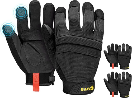 Miniatura 13 de KAYGO Guantes de trabajo para hombre, KG125M Guantes mecánicos de uso general para todo propósito, excelente agarre, resistentes, destreza mejorada