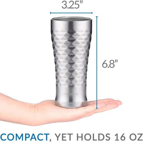 Miniatura 4 de Cupture® Taza de pinta aislada al vacío de doble pared - 16 oz Cromo + acolchado