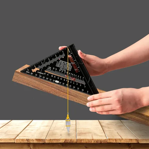 Miniatura 6 de Beslands Escuadra de Viga de 7 pulgadas con Nivel, Regla Triangular de Metal de Aluminio Escuadra de Carpintero Herramienta de Trazado para Negro