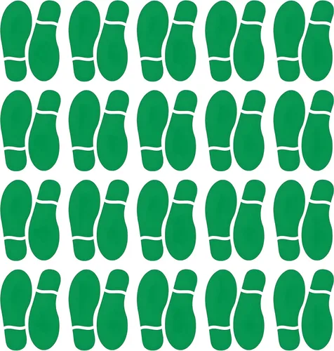 Finduat 20 pares de 40 impresiones de zapatos verdes para niños, calcomanías de huellas, escaleras de pared para guiar instrucciones para la